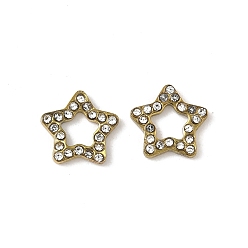 Звезда 304 кабошоны со стразами из нержавеющей стали, ионное покрытие (ip), золотые, звезда, 8.5x9x1.5 мм