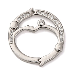 Платина Плоские круглые застежки-крутилки с микропаве из латуни и кубическим цирконием, долговечный, без кадмия и без свинца, стойки покрытие, платина, 20.5x19x2 мм