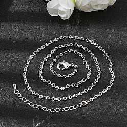 Платина 2.5ММ латунные цепочки с витыми звеньями в виде знака бесконечности для женщин, долговечный, стойки покрытие, без свинца и без кадмия, платина, 17.09 дюйм (43.4 см)
