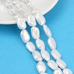 Белый Нити бусин из искусственного жемчуга с гальваническим покрытием из фарфора, барокко, белые, 20x12x6 мм, отверстие : 1.4 мм, около 21 шт / нитка, 15.83'' (40.2 см)