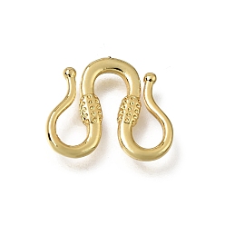 Golden Brass M-Hook Clasps, Rack Plating, Golden, 13x15x1.8mm