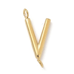 Letter V 304 подвески-соединители из нержавеющей стали, реальный 14 k позолоченный, Буква V, 12x5x2 мм, отверстие : 1.2 мм
