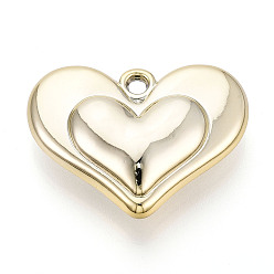 Золотистый Акриловые подвески, сердце прелести, золотые, 36.5~37x48.5x14.5~15 мм, отверстие : 4~4.5 мм.