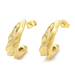 Real 18K Gold Plated Ion Plating(IP) 304 Stainless Steel Twist Bean Pod Stud Earrings, Real 18K Gold Plated, 24x6.5mm