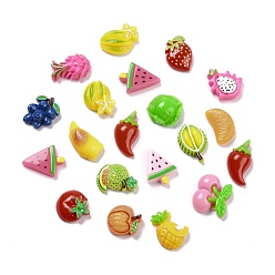 Mixed Color Self Adhesive Opaque Resin Stickers, Decoden Cabochons, Play Food, Imitation Food, Vegetable & Fruit, Mixed Color, 18~25.5x13~16x7.5~8mm
