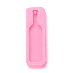 Hot Pink Bottle Pendant Silicone Molds, Resin Casting Molds, for UV Resin & Epoxy Resin Jewelry Making, Hot Pink, 80x27x10.5mm, Hole: 4mm, Inner Diameter: 73.5x19mm