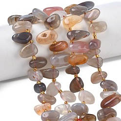 Натуральный Агат Природный агат бисер нитей, самородки, Топ пробуренной, с бисером, упавший камень, 12~26x6.5~10 мм, отверстие : 0.7~1 мм, около 37~39 шт / нитка, 14.96'' (38 см).
