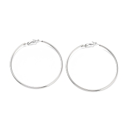 Нержавеющая Сталь Цвет Не тускнеющее кольцо 304 серьги-кольца из нержавеющей стали для женщин и мужчин, цвет нержавеющей стали, 12 датчик, 60.5x2 мм, штифты : 0.6 мм