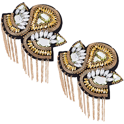 Золотой Железная цепочка с кисточками в виде цветка и эполетами из стразов, наплечные значки, золотые, 180x127x7 мм