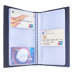 Black PU Leather Business Card Stroage Book, with PVC Card Sleeve, Rectangle, Black, 18.7x11x3.6cm