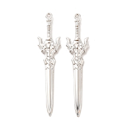 Платина Стойки обшивки сплава большие кулоны, без кадмия, без никеля и без свинца, очарование меча, платина, 59x13x3 мм, отверстие : 1.5 мм