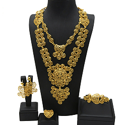 Сердце Ожерелья с подвесками из сплава, серьги-гвоздики, кольца и наборы браслетов, золотые, сердце, 430 мм