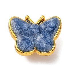 Стально-синий Подвески из латуни с покрытием стойки и искусственным жемчугом из АБС-пластика, без свинца и без кадмия, долговечный, бабочки прелести, стальной синий, 11x13.5x5 мм, отверстие : 1.8 мм