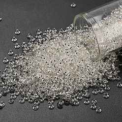 (PF21) PermaFinish Crystal Silver Lined Toho 8/0 полукруглые бусины, японский бисер, (pf 21) Permafinish кристалл с серебряной подкладкой, 3x1.15 мм, отверстие : 1.2 мм, около 33500шт./фунт(450г)