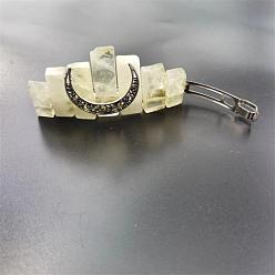 Цитрин Заколки для волос в богемном стиле с натуральным цитрином и короной в форме полой луны, с металлическими зажимами, для женщин девушек, 80 мм