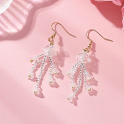 Белый Серьги-подвески из стеклянных бусинок и бусин., с 304 крючков из нержавеющей стали, медуза, золотые, белые, 59~61x12 м