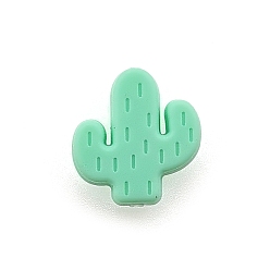 Aguamarina mediana Perlas focales de silicona ecológicas de grado alimenticio, cactus, aguamarina mediana, 25x23x8 mm, agujero: 2 mm