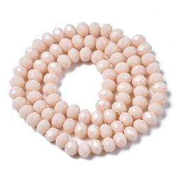 Antique White Opaque Solid Color Glass Beads Strands, Faceted, Rondelle, Antique White, 8x6mm, Hole: 1mm, about 72pcs/strand, 16.14 inch(41cm)