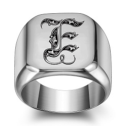 Letter E 304 из нержавеющей стали кольца палец для мужчин, цвет нержавеющей стали, Письмо E, размер США 10 (19.8 мм)