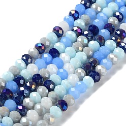 Bleu Clair Chapelets de perles en verre, facette, rondelle, bleu clair, 8x6mm, Trou: 1mm, Environ 65~68 pcs/chapelet, 15.7~16.1 pouce (40~41 cm)