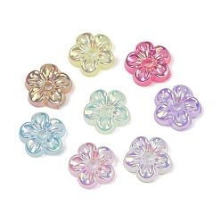 (52) Непрозрачная лаванда Непрозрачные акриловые бусины с УФ-покрытием, радужный, 5-лепестков цветка, разноцветные, 8x2.5 мм, отверстие : 1.4 мм