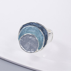 Светлый Стально-синий Три плоских круглых растягивающихся кольца из цинкового сплава с эмалью, серебряные, светло-стальной синий, внутренний диаметр: 18 мм