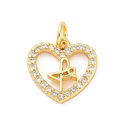 Настоящее золото 16K Латунные микро проложить кубического циркония подвески, без кадмия и без свинца, с оболочкой, сердце прелести, с целью перехода в кольце, реальный 16 k позолоченный, 12x13x2 мм, отверстие : 3.5 мм