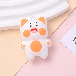 Оранжевый Пластиковые подвески из пвх, форма кошки, оранжевые, 45x33 мм