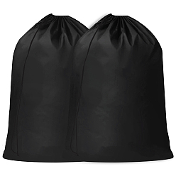 Черный Сумки для хранения из ткани Оксфорд с завязками, прямоугольник со словом стирка, чёрные, 90x60x0.05 см