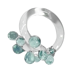 Cornflower Blue Handmade Lampwork Cuff Open Rings, Round, Cornflower Blue, US Size 6 1/2(16.9mm)