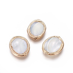 Золотой Стеклянные бусы, край позолоченный, овальные, золотые, 23x18x4 мм, отверстие : 0.7 мм