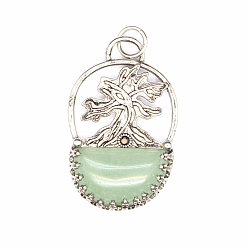 Зеленый Авантюрин Естественный зеленый авантюрин подвески, с целью перехода в кольце, древо жизни, 41x26x6 мм