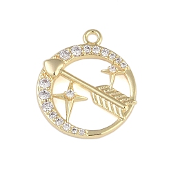 Sagittarius Brass Micro Pave Clear Cubic Zirconia Pendants, Twelve Constellations, Sagittarius, 18x15x3mm, Hole: 1.5mm
