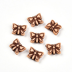 Персиковый Слойка Непрозрачные акриловые бусины, бабочка, розовые, 11.2x14.5x5 мм, отверстие : 1.8 мм, Около 943 шт / 500 г