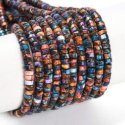 Разноцветный Природные Говлит бисер нитей, окрашенные, диск, Heishi бусы, красочный, 4x2 мм, отверстие : 0.6 мм, около 186 шт / нитка, 15.83'' (40.2 см)