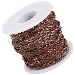 Кокосово-Коричневый 10 плоские плетеные шнуры из искусственной кожи, фурнитура елочки для браслета, кокосового коричневый, 5x2 мм