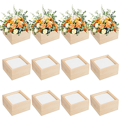 Цвет Древесины 12шт. деревянные упаковочные коробки, без крышки, с 12шт. белой крафтовой пены, квадратный, деревесиные, коробка: 10.1x10.1x5.9 см
