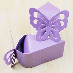 Violet Folding Cardboard Candy Boxes, Wedding Gift Wrapping Box, Triangle with Butterfly, Violet, 9x7.5x5cm