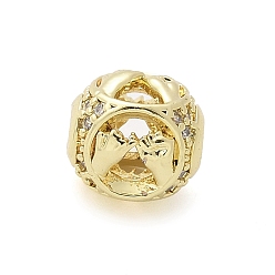 Настоящее золото 18K Латунные микро проложить кубического циркония бусы, жест, гальваника, реальный 18 k позолоченный, 9~9.5x9~9.5x10 мм, отверстие : 2.7 мм