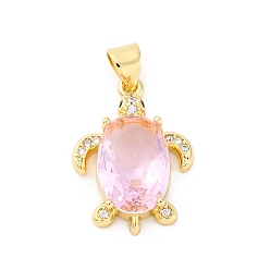 Настоящее золото 16K Латунные микро проложить кубического циркония подвески, без кадмия и без свинца, со стеклом, черепаховые чары, реальный 16 k позолоченный, 21.5x15.5x5 мм, отверстие : 4.5x3.5 мм