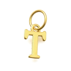 Letter T 925 стерлингов серебряные подвески, реальный 18 k позолоченный, буквы, Письмо T, 10x6x1 мм, отверстие : 4 мм