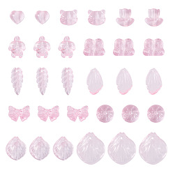 Pink 64шт. градиентные цветные прозрачные стеклянные бусины, разнообразные, розовые, 8~23x8~20x3.5~8 мм, отверстие : 1~1.4 мм