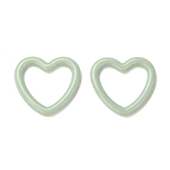 Темный Морско-зеленый Непрозрачные акриловые соединительные кольца, сердце, темно-зеленый, 27x30x3.5 мм, внутренний диаметр: 21x21.5 мм