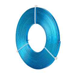 Озёрно--синий Алюминиевая проволока, плоская проволока, ободок для изготовления украшений из кабошонов, Плут синий, 5x1 мм, около 10 м / рулон