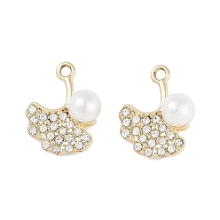 Лист Подвески из сплава с ультрафиолетовым покрытием, со стразами, с абс жемчуга, без свинца и без кадмия, лист, лист, 19x16x9 мм, отверстие : 2 мм