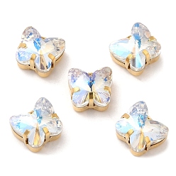 Лунный Свет Бабочка пришиваем стразы, многожильных ссылки, k5 стеклянный хрусталь с латунными зубцами, лунный свет, 9x10x7.5 мм, отверстие : 1 мм