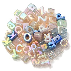 (52) Непрозрачная лаванда Непрозрачные радужные переливающиеся акриловые бусины, случайная буква, разноцветные, 21x8.5~20.5x15 мм, отверстие : 4 мм, около 90~100 шт / упаковка