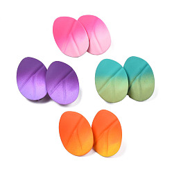 Mixed Color Spray Painted Iron Stud Earring Findings, with Vertical Loops, Twist Oval, Mixed Color, 28x20mm, Hole: 3.5mm, Pin: 0.7mm