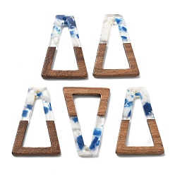 (52) Непрозрачная лаванда Подвески из смолы и ореха, трапециевидные, разноцветные, 38x24.5x2.5 мм, отверстие : 1.8 мм