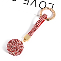 Светло-сиамский Женский брелок из искусственной кожи и стразов, круглые, Light Siam, 14x3.5 см